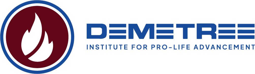 A logo with a graphic on the left and text on the right that reads, "DEMETREE INSTITUTE FOR PRO-LIFE ADVANCEMENT"